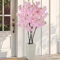 BLOSMON Cherry Blossom Tree for Porch: 5ft Pink Fake Flowers Artificial Tree with Tall Planter for Outdoor Decorations - Faux Sakura Plants for Indoor Home Living Room