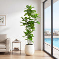 Ficus Tree Artificial Plants Indoor, 6FT Tall Fake Trees in White Pot, Large Potted Silk Floor Plant Artificial Trees, Green Lifelike Faux Ficus Tree for Home Room Office Porch Decor-Green