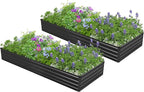2PCS 6x3x1ft Galvanized Raised Garden Bed,Outdoor Planter Box Metal Patio Kit Planting Bed for Vegetables Flowers Herb,Black