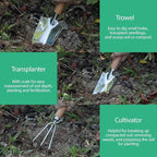 LeMotech Garden Tool Set, 3Pcs Stainless Steel Heavy Duty Gardening Kit Including Trowel Transplanter Cultivator Gardening Hand Tools with Handle, Planting Tool for Women Men