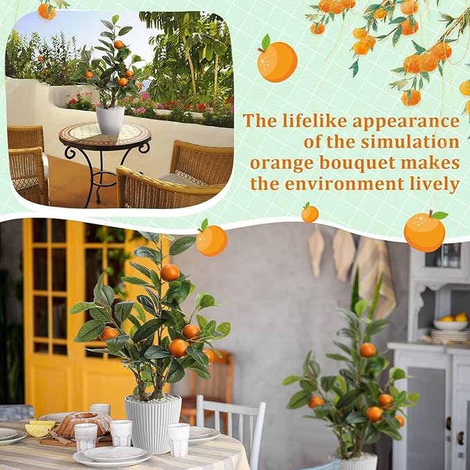 Suncalla 2 Pack Artificial Orange Potted Plants 19.7 Inches Fake Orange Tree Simulation Realistic Fruit Plant with Pot Faux Tree Indoor Decoration for Home Office Living Room Table Desk