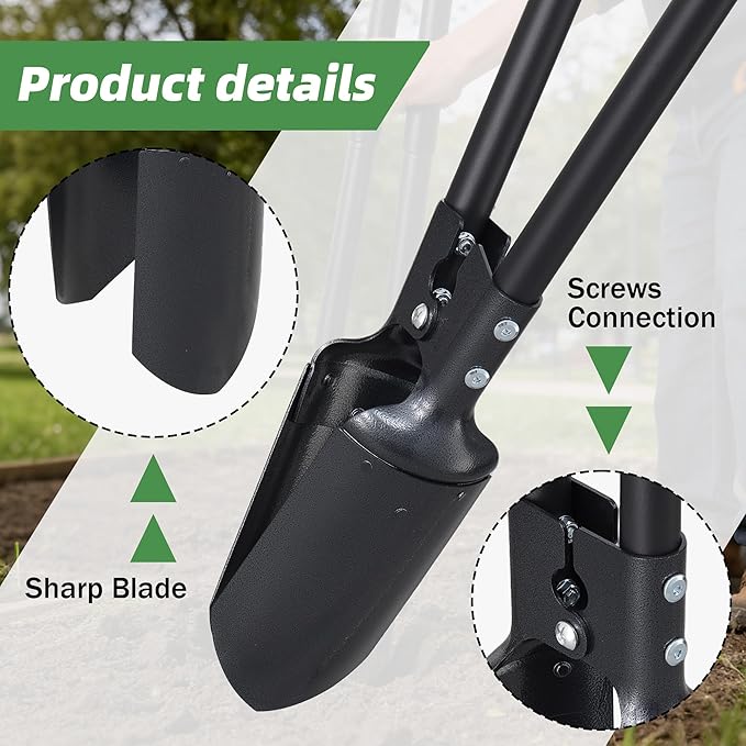 LLARGUEST Post Hole Digger,54 Inch Heavy Duty Metal Hole Digger Tool for Digging,Grey Manual Tool for Transplant, Camping,Gardening.