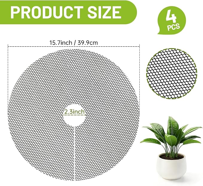 4 Pcs 15.7 Inch Plant Pot Protectors Grids, Cuttable Round Plant Cover Protector Indoor Plants from Animals, Pot Soil Guard for Garden Flower Potted Plants (15.7inch-4P)
