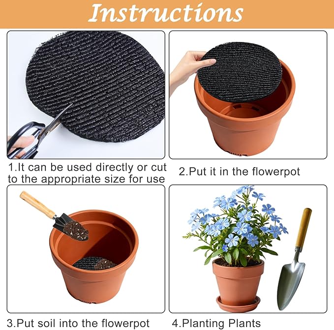 3Pcs 14inch Round Pot Mesh Drainage Discs Double Layer Plant Pot Hole Insert Pads Cutable Bonsai Pot Bottom Grid Mat Mesh Reusable for Indoor Outdoor Potted Plant Prevent Soil Loss Keep Roots Healthy
