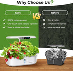 Ahopegarden Hydroponics Growing System with 12 Pods, Indoor Garden Kit with LED Grow Light & LCD Temp Humidity Display, Smart Quiet Pump Planter for Herbs, Lettuce, Vegetables, Kitchen Garden Use
