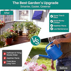 Biling Solar Powered Automatic Drip Irrigation System, 6 Modes Smart Watering Kit with 2200mAh Battery & Low Water Alarm, for 15 Potted Plants in Garden, Greenhouse, Patio