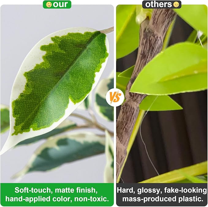 Bailikang 7FT Artificial Ficus Trees Indoor Faux Trees Indoor Fake Floor Plants Tall Artificial Tree with White Pot Faux Tree Fake Indoor Tree Silk Plants Artificial Trees for Home Decor Indoor