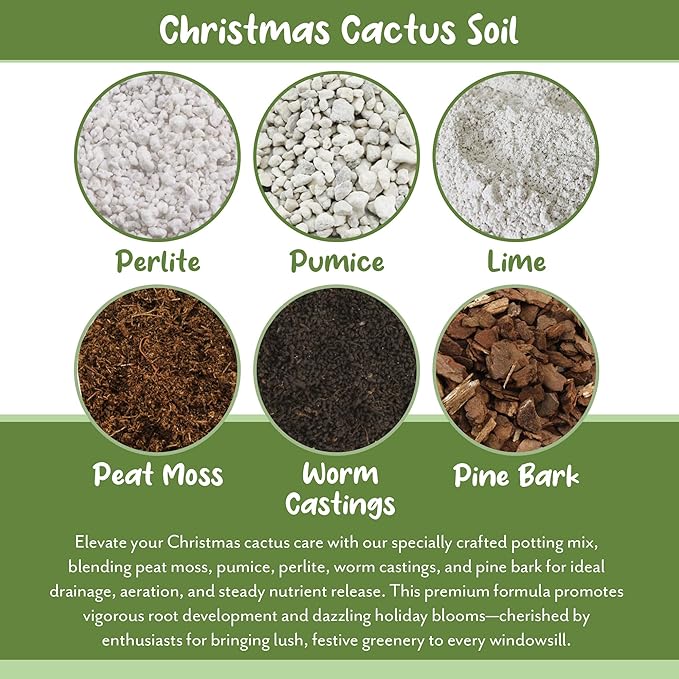 Soil Sunrise Christmas Cactus Potting Soil Mix (8 Quarts) Custom Blend for Xmas, Easter, and Thanksgiving Cactus Tropical Indoor Houseplants
