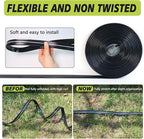 2-Pack Sprinkler Hose with Holes 15 Ft, Flat Soaker Hose 30 ft with Garden Staples, Drip Irrigation Hoses for Lawn, Watering Hose System (Black, 30 ft(15ftx2pack))