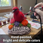 DECOUE Solar Garden Statue with Bird & “Home” Sign, Solar Bird Light Outdoor Decor with Warm LED Glow, Garden Decor for Outside Yard Patio Walkway, Decorative Garden Statue with Succulent Accents