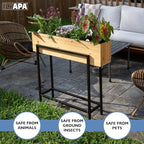 Ilyapa Raised Standing Planter with Legs, Metal and Wood Elevated Planter Box, 33"x35.5"x7", Indoor Outdoor, Perfect for Living Room, Front Porch