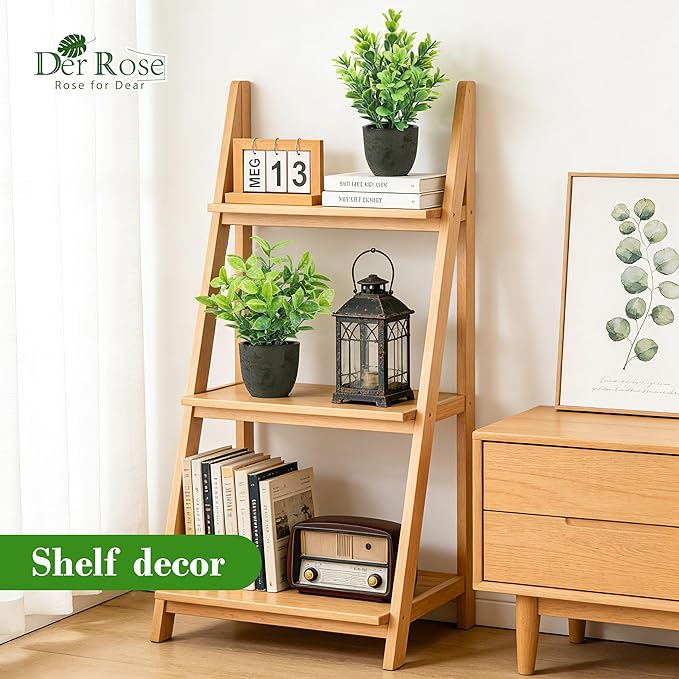 Der Rose 4 Pack Mini Artificial Plants Indoor in Pots Mixed Fake Plants Greenery Set for Black Bathroom Decor Shelf Counter Styling Office Desk Farmhouse Room Decor