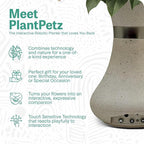 Interactive Robotic Vase for Flower Bouquets - Rustic Sand Speckled| Bluetooth Capable, Touch Sensitive Floral Holder | Record a Message for Mother's Day, Birthdays and More| 6x8.5 Inches