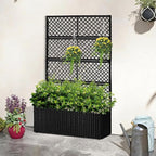 52’’ H Garden Planter Box with Trellis Outdoor for Vine Climbing Plants, Flowers Handwoven Rattan Garden Bed with Removable Liners for Backyard Patio Balcony