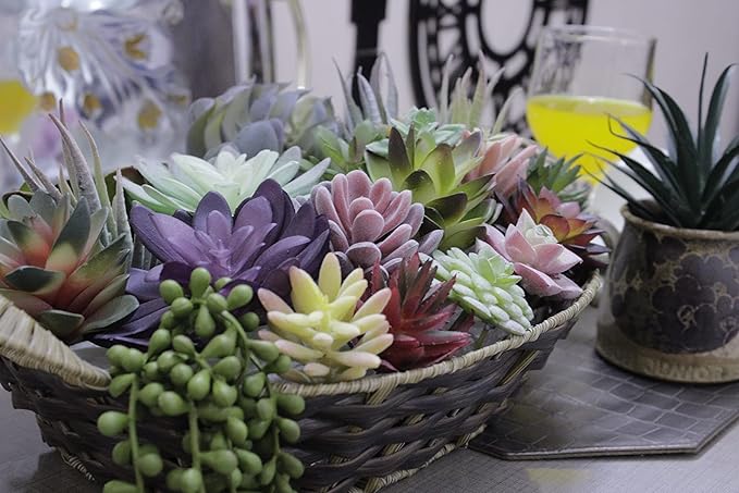DECOROUS Fake Succulents Unpotted - 20 Pack - Realistic Succulent Plants Artificial - Large Faux Succulent Bulk DIY Home Decor - Fake Plant Cactus Greenery - Premium Mini Artificial Succulent Flowers