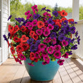 17 Inch Artificial Faux Pansy Flowers for Outdoor,Fake Pansies Flowers with Eucalyptus Leaves Fake Plants Greenery Boxwood Porch Patio Decor 6 Bundles(Red,Rose Red,Dark Purple)