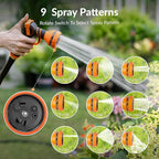 Giraffe Tools Garden Hose 25FT Lightweight Lay Flat Water Hose Kink Free Flexible Hose with 9 Spray Function Nozzle, Black