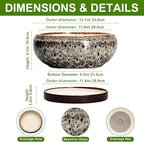 Bonsai Planter 13 Inch - Large Ceramic Succulent Planters, Shallow Plant Pot Indoor with Drainage Hole and Tray, Bonsai Pot, Round Bowl Planter Outdoor, House Decor, Housewarming Gift, White
