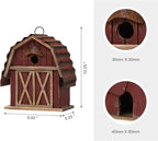 glitzhome 10.2" H Rustic Bird House Outdoor Garden Red Barn Patio Garden Decorative Handmade Distressed Solid Wood Birdhouse