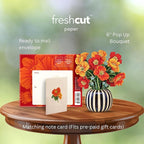 Freshcut Paper Pop Up Cards, Mini French Poppies, 6 Inch Mini Sized Forever Flower Bouquet 3D Popup Greeting Cards, Birthday Cards, Thank You Card, Blank Notecard & Envelope