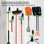 15-Piece Garage Wall Hooks with 3 Extension Straps, Green Heavy Duty Tool Storage Rack for Ladder, Bike, Shovel, Garden Tools, Metal Wall Mount Organizer Set