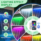 Pool Fountain, LONGRUN Waterfall Spillway for Koi Ponds - 23.6" Transparent Acrylic Waterfall with APP Control & Multi-Color LED Lights for Swimming Pool, Garden Pond, Patios, Spa Decoration