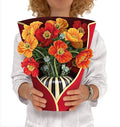 Freshcut Paper Pop Up Cards, French Poppies, 12 Inch Life Sized Forever Flower Bouquet 3D Popup Greeting Card, Birthday Cards, Thank You Card, Blank Notecard & Envelope
