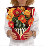 Freshcut Paper Pop Up Cards, French Poppies, 12 Inch Life Sized Forever Flower Bouquet 3D Popup Greeting Card, Birthday Cards, Thank You Card, Blank Notecard & Envelope