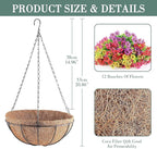 Artificial Flowers Hanging Plants in Basket,Artificial Hanging Flowers for Outdoor Indoor Decor,UV Resistant hanging Baskets with Fake Flowers for Spring Summer Patio Garden Porch Deck Home Decor