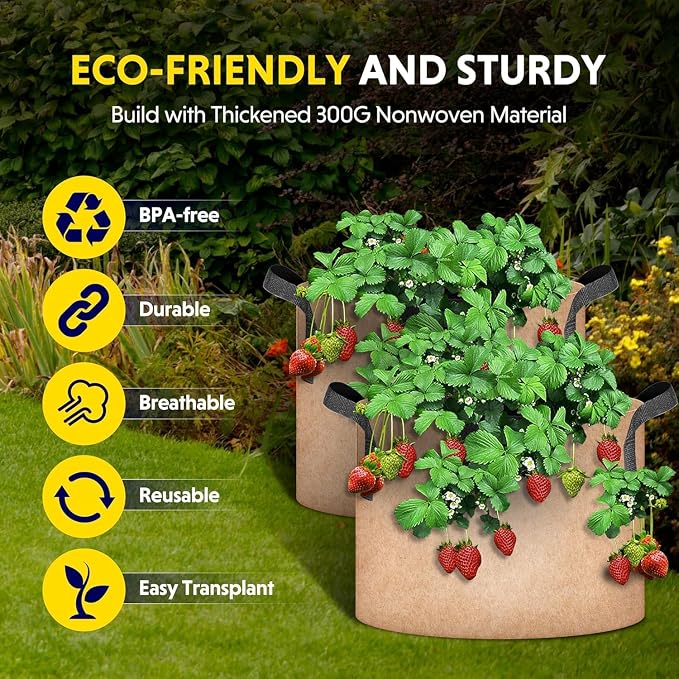 iPower Plant Grow Bag 3 Gallon 6-Pack Heavy Duty Fabric Pots, 300g Thick Nonwoven Fabric Containers Aeration with Nylon Handles, for Planting Vegetables, Fruits, Flowers,Tan 2024 Version