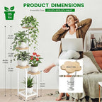 TOSKING 5 Tier Metal Anti-Tip Plant Stand indoor, Wide Base for Pots, Child and Pet Friendly ,Heavy Duty Plant Shelf , Corner Shelf, Flower Pot Stand for Multiple Plants, Indoor Plants Tiered Stand for Living Room Balcony Garden Patio Bedroom (White an...