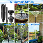 Fountain Pump Nozzle kit 8PC Mushroom Spray Head Kit for Pond Pumps - Water Fountain Nozzle Set Submersible, Black