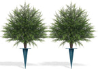 Grooy Artificial Cypress Topiary Bushes with Spike, 2 Pack Faux UV Resistant Cedar Ball Trees for Outdoor Planters, Fake Shrubs Plants for Porch Garden Decor