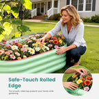 DoCred 3 in 1 Galvanized Raised Garden Bed, 2Pcs Garden Planter Box with 87" H Trellis for Climbing Plants, Outdoor Gardening Raised Beds with Climbing Net for Fruits, Vegetables, Flower (Green)