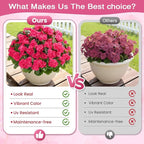 Alupssuc 8Pcs Artificial Geranium Flowers for Outdoors Decoration Silk Floral, UV Resistant Fake Plants, Faux Flower for Porch Garden Table Centerpieces Home Indoor Outside Spring Decor(8, Deep Pink)