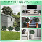 Shinoske 23" Boxwood Topiary Balls Tree Artificial Outdoor,Set of 2 Outdoor Fake Bushes Plant with Ground Spike,UV Resistant Artificial Plants for Garden,Porch,Yard,Balcony Decor