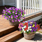 Artificial Impatiens Flowers for Outdoors, 6 Bundles Multicolor Silk Fake Flowers for Spring Summer Decoration, UV Resistant Faux Plants Plastic Bouquet for Home Planter Porch Patio Yard Decor