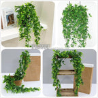 Fake Hanging Plants Decoration, PASYOU Artificial Vine Ivy Sweet Potato Leaves Plastic Foliage Vines, UV Resistant Greenery Flowers for Indoor Outdoor Home Garden Wall Wedding Party Table Green 4 Pack