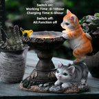 Cat Garden Figurines Outdoor Decor Solar Statue with LED Lights for Patio Lawn Yard Art Decoration Housewarming Garden Gift