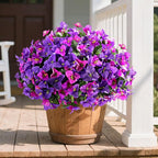 Artificial Flowers Plants for Outdoors Spring Summer Decor, 4 Bundles Fake Bougainvillea Silk Outside Flowers UV Resistant Look Real for Outdoor Planter Patio Porch Window Garden Home, PurpleFuchsia