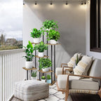 7 Tier Plant Stand Indoor, Thickened Metal Wood Corner Plant Shelf Stands for Multiple Plants, Indoor Tall Plants Stand Tiered Flower Holder for Living Room Patio Garden Balcony(Black+Brown)