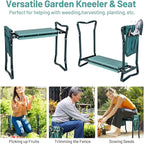 2-in-1 Garden Kneeler & Seat, Folding Seat w/EVA Foam Kneeling Pad & Removable Tools Pouch, Sturdy Steel Frame, No Assembly, Portable Heavy Duty Garden Stool for Women & Men