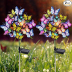 Adecorty Solar Garden Lights Outdoor Waterproof Decorative Solar Lights Outdoor 2 Pack with 44 LED 34 Butterfly Flower Garden Decor Yard Patio Lawn, Gifts for Mother's Day Mom Women