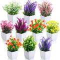 10 Pack Small Fake Plants Mini Artificial Fake Potted Indoor Plastic Artificial Plants Aesthetic Eucalyptus Greenery Decor for Office Shelves Living Room Bathroom Bedroom