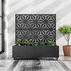 Casaphoria Metal Raised Garden Bed with Trellis and Wheels, 47"x47"x16" Planter Box for Climbing Plants, Vegetables & Vines, Features Drainage Holes and Privacy Screen Black-Star