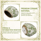 9.8 Inch Large Vintage Ceramic Planter Ice Crack Glaze Green Chrysanthemum Floral Flower Pot with Drainage Rustic Decorative Plant Pots Gifts for Home Kitchen Office Indoor Outdoor Plants