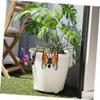 HANABASS 3Pcs Stained Glass Butterfly Plant Pot Hugger Decor - Metal Hanging Flower Planter Ornaments - Outdoor Garden Figurine Art for Potted Plants & Herbs
