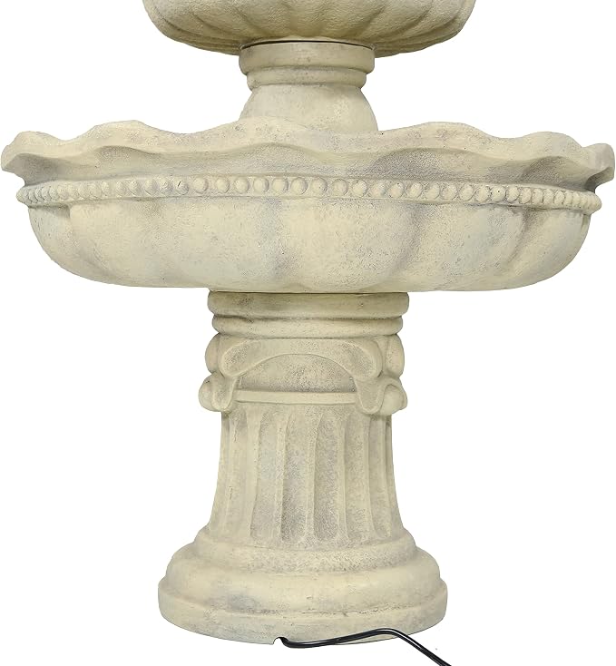 Sunnydaze 51-Inch 3-Tier Water Fountain – Electric Outdoor Fountain with Pineapple Top – Outdoor Patio & Garden Water Feature – Continuous Flow Pump with 6 ft Cord – White