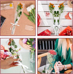 Bayurht 101 Pcs Single Rose Sleeve with Floral Water Tubes 50 Sets Single Flower Packaging Bags Single Flower Sleeve with Ribbons and Floral Water Tubes for Christmas Bouquets Wrapping (Transparent)