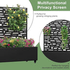 Casaphoria Metal Raised Garden Bed with Trellis and Wheels, 47"x47"x16" Planter Box for Climbing Plants, Vegetables & Vines, Features Drainage Holes and Privacy Screen (Black-Gerald)